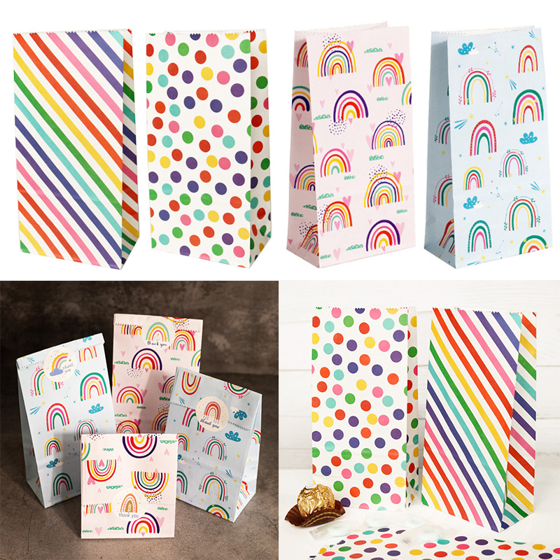 Wedding Event Supply - Small Paper Bags Rainbow Printed Candy