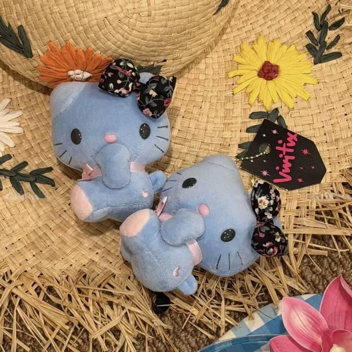 Good Floral & Wedding Decor Supply - Blue Hello Kitty Floral Print Bowknot