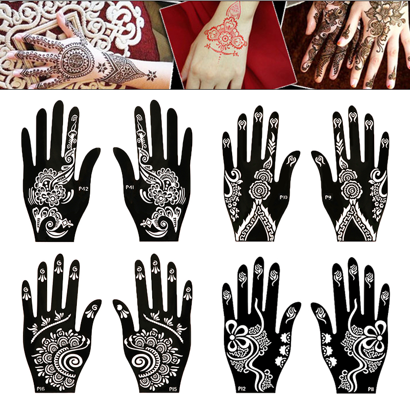 2pcs Henna Tattoo Stencils Tem - Indian Wedding Supply 评论和价格