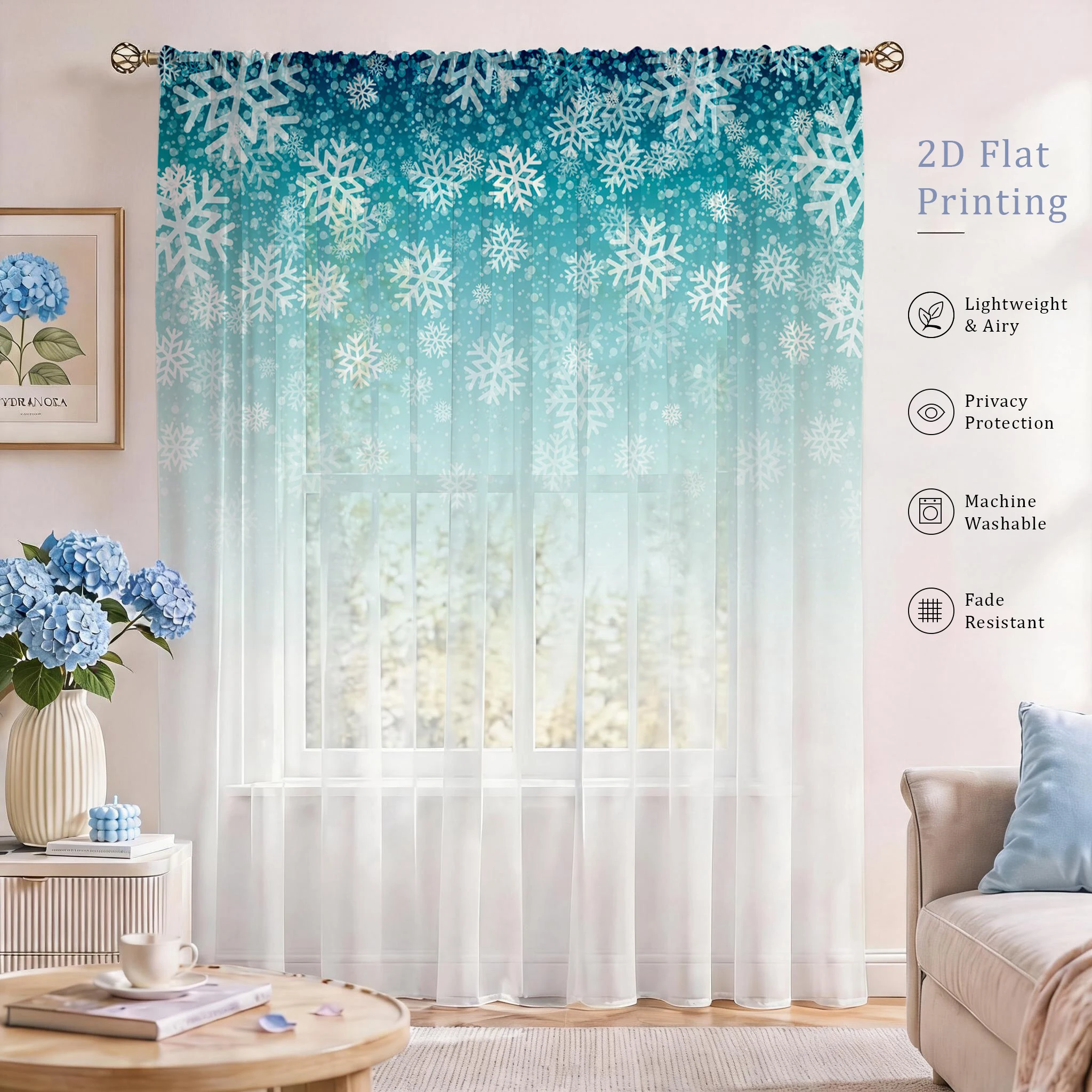 Floral Gradient Sheer Curtain, - Good Floral & Wedding Decor Supply 评论和价格
