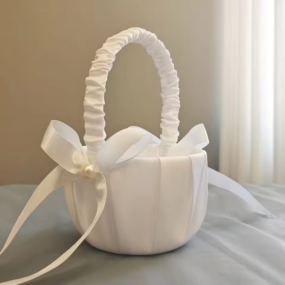 Wedding White Satin Bow Flower - Wedding Hampers 评论和价格