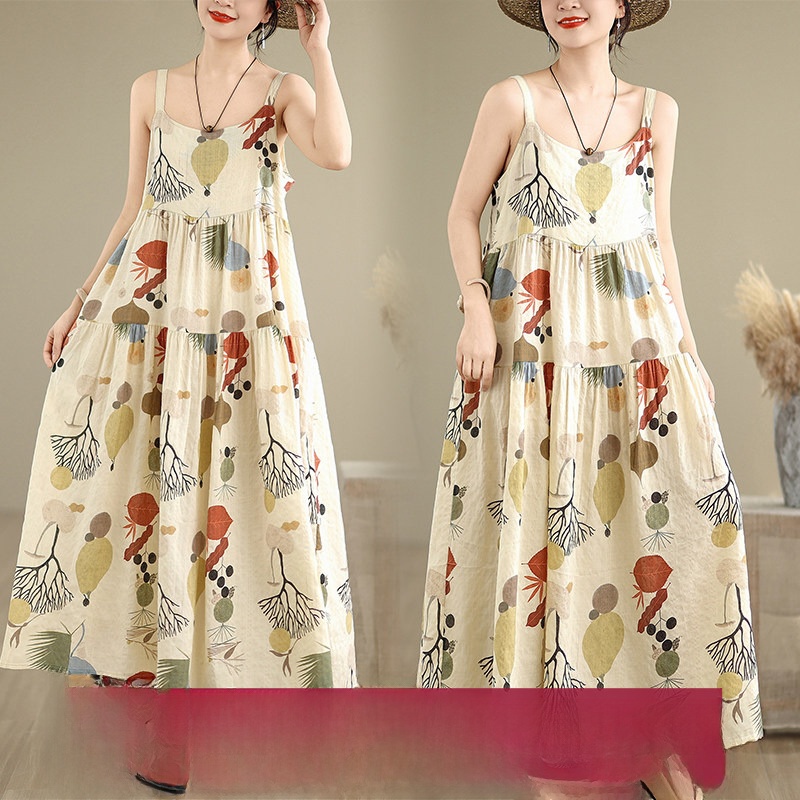 Floral Cotton Linen Maxi Dress - Good Floral & Wedding Decor Supply Photos 评论和价格