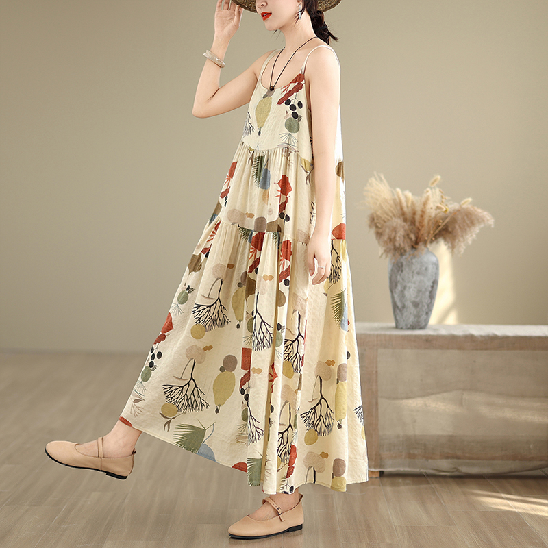 Floral Cotton Linen Maxi Dress - Good Floral & Wedding Decor Supply Photos 评论和价格