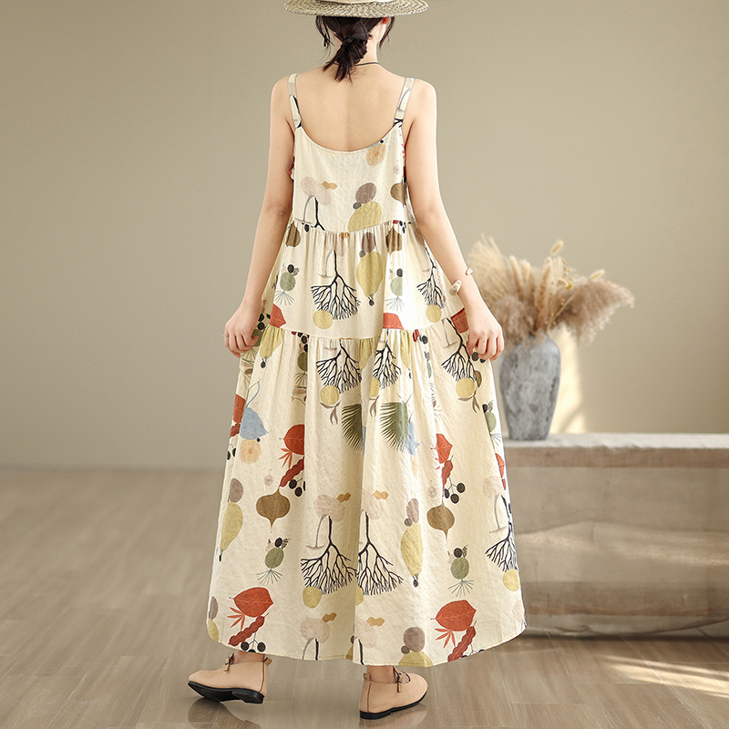 Floral Cotton Linen Maxi Dress - Good Floral & Wedding Decor Supply Photos 评论和价格