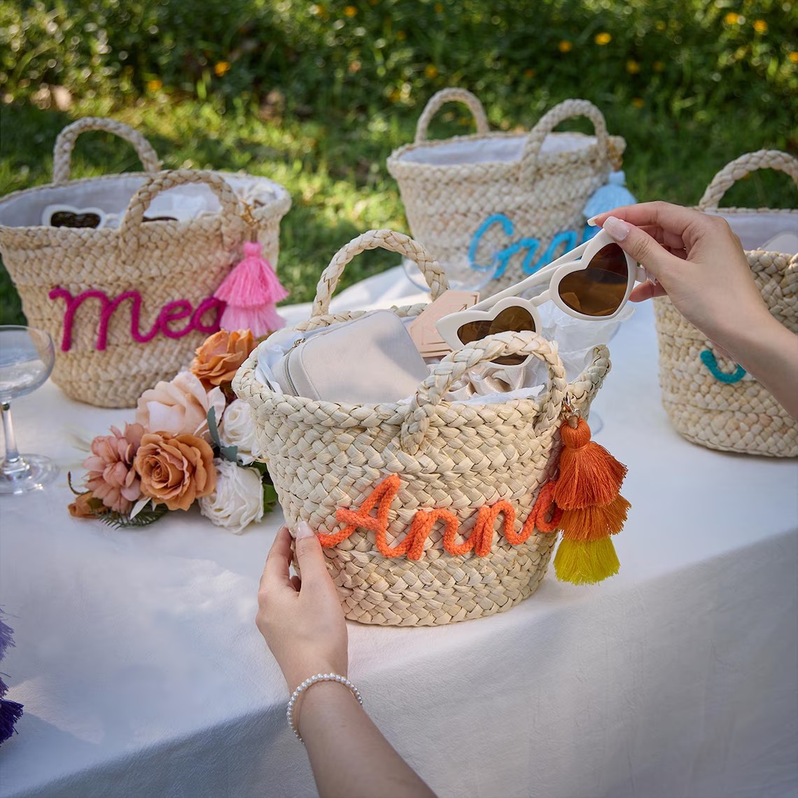 Personalized Straw Beach Bag,  - Wedding Hampers 评论和价格
