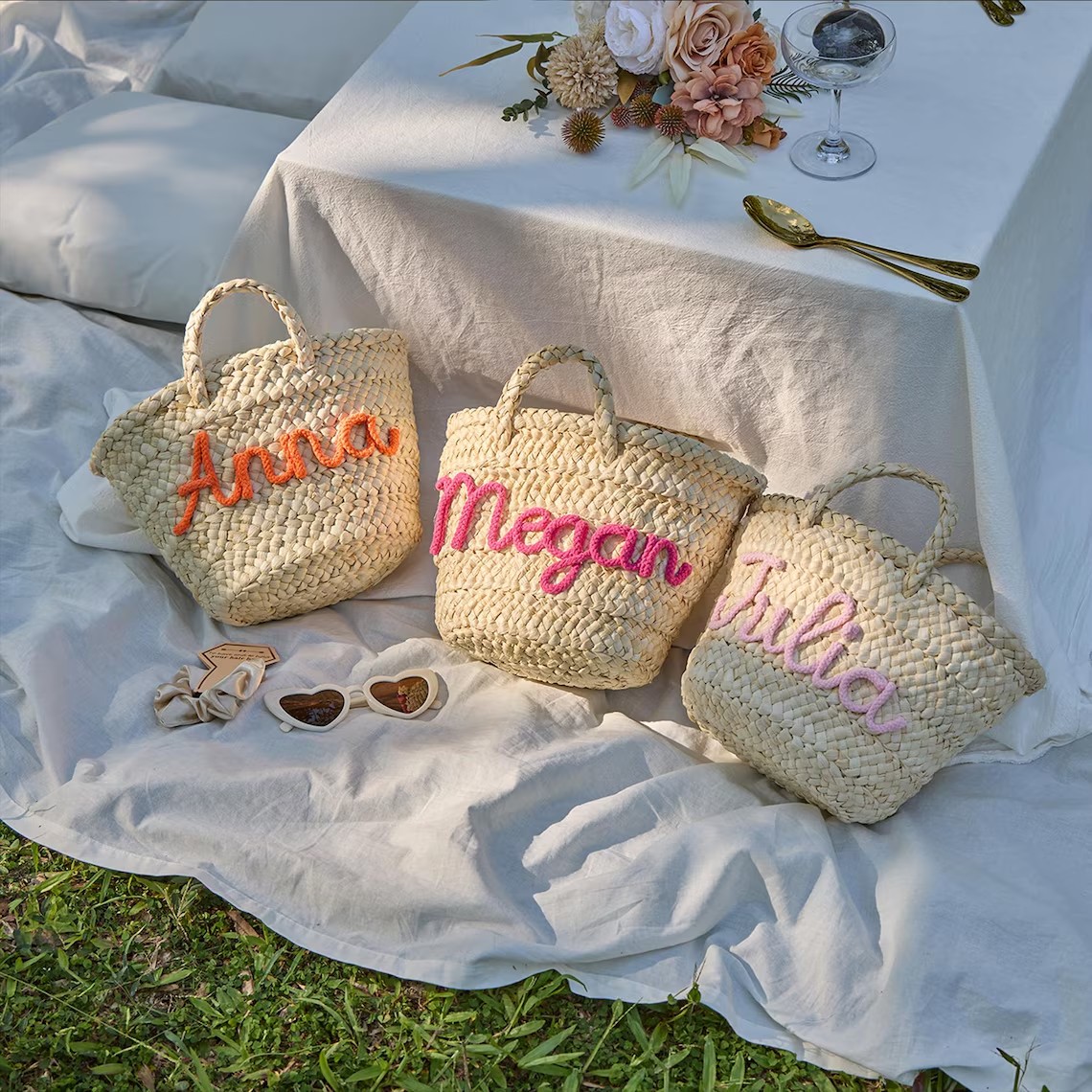 Personalized Straw Beach Bag,  - Wedding Hampers 评论和价格