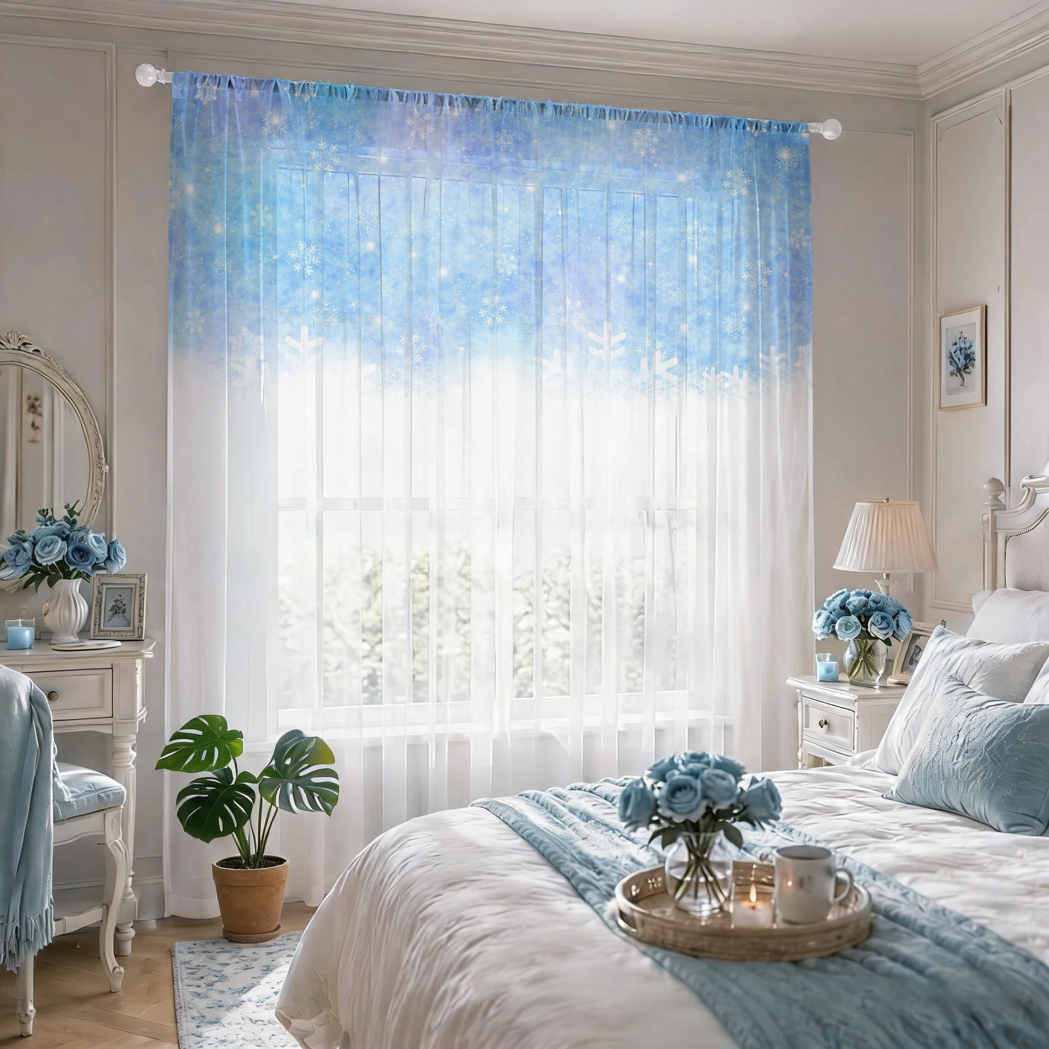 Floral Gradient Sheer Curtain, - Good Floral & Wedding Decor Supply 评论和价格