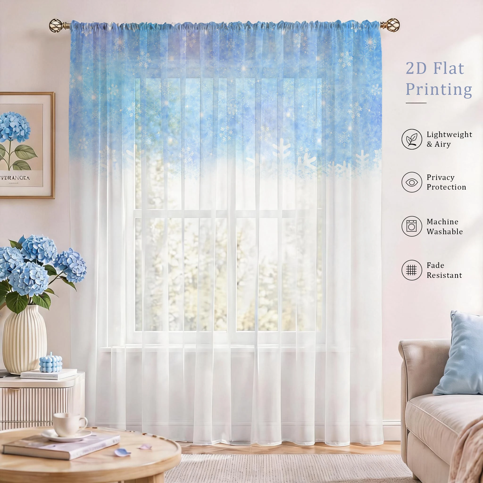 Floral Gradient Sheer Curtain, - Good Floral & Wedding Decor Supply 评论和价格